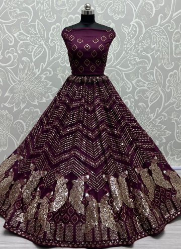 Purple Trendy Lehenga Choli in Net with Embroidered