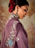 Purple Trendy Salwar Kameez in Silk with Embroidered - 1