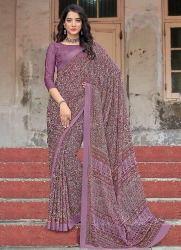 Purple Trendy Saree in Chiffon with Printed