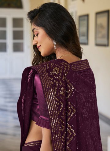 Purple Trendy Saree in Georgette with Embroidered