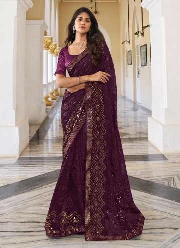 Purple Trendy Saree in Georgette with Embroidered