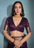 Purple Trendy Saree in Raw Silk with Woven - 1
