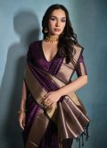 Purple Trendy Saree in Raw Silk with Woven - 2