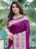 Purple Trendy Saree in Silk with Bandhej Print - 2