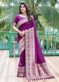 Purple Trendy Saree in Silk with Bandhej Print - 3