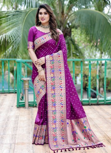 Purple Trendy Saree in Silk with Bandhej Print