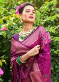 Purple Tussar Silk Meenakari Trendy Saree for Ceremonial - 1