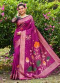 Purple Tussar Silk Meenakari Trendy Saree for Ceremonial - 2