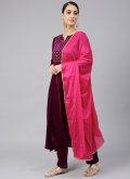 Purple Velvet Embroidered Salwar Suit - 2