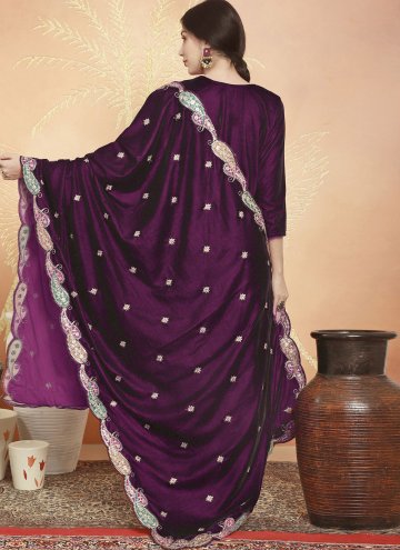 Purple Velvet Embroidered Salwar Suit