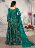 Rama Anarkali Suit in Net with Embroidered - 1