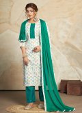 Rama and White color Digital Print Blended Cotton Pant Style Suit - 3