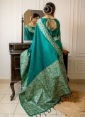 Rama color Border Handloom Silk Contemporary Saree - 2