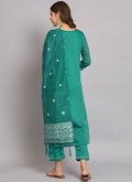 Rama color Cotton Silk Salwar Suit with Woven - 1