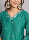 Rama color Cotton Silk Salwar Suit with Woven - 3