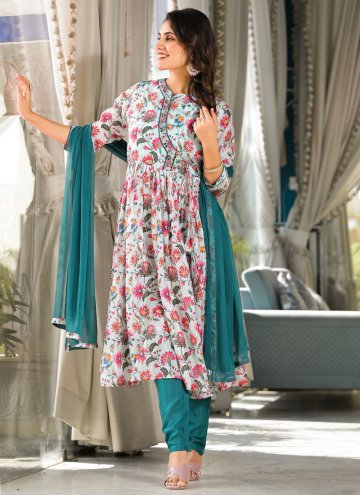 Rama color Digital Print Muslin Salwar Suit
