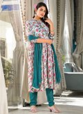 Rama color Digital Print Muslin Salwar Suit - 3