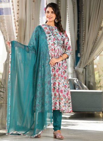Rama color Digital Print Muslin Salwar Suit