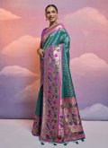 Rama color Meenakari Silk Contemporary Saree - 2