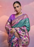 Rama color Meenakari Silk Contemporary Saree - 3