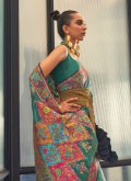 Rama color Woven Handloom Silk Classic Designer Saree - 1