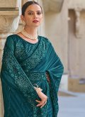 Rama Designer Saree in Fancy Fabric with Embroidered - 1