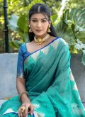 Rama Raw Silk Woven Trendy Saree - 2