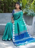 Rama Raw Silk Woven Trendy Saree - 3