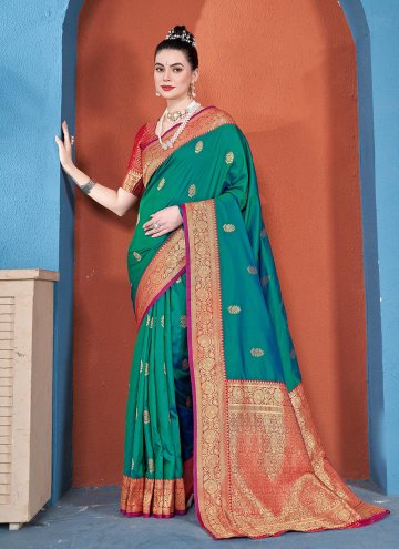Rama Silk Woven Traditional Saree for Ceremonial