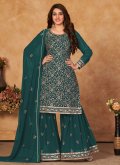 Rama Straight Salwar Suit in Faux Georgette with Embroidered - 1