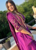 Rangoli Classic Designer Saree in Purple Enhanced with Embroidered - 3