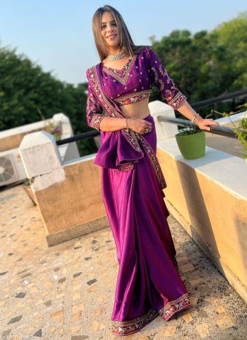 Rangoli Classic Designer Saree in Purple Enhanced with Embroidered