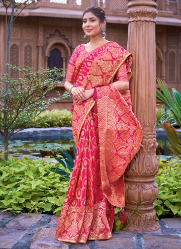 Rani Banarasi Woven Trendy Saree for Reception