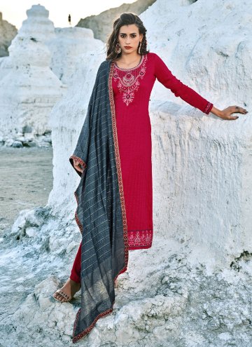 Rani color Chinon Salwar Suit with Embroidered