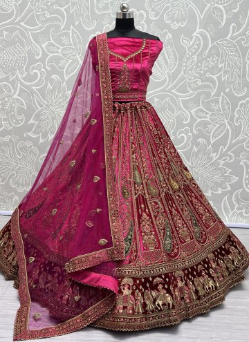 Rani color Dori Work Velvet Lehenga Choli