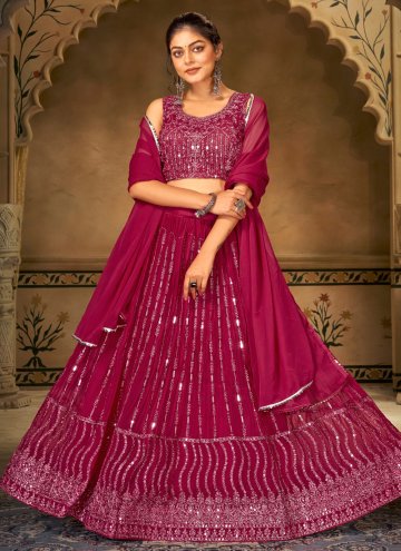 Rani color Embroidered Georgette A Line Lehenga Ch