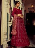Rani color Georgette A Line Lehenga Choli with Sequins Work - 2