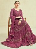 Rani color Georgette Gown with Embroidered - 1