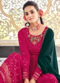Rani color Georgette Palazzo Suit with Embroidered - 1