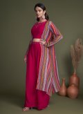 Rani color Georgette Palazzo Suit with Embroidered - 2