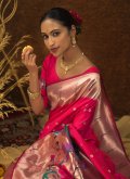 Rani color Meenakari Silk Traditional Saree - 1