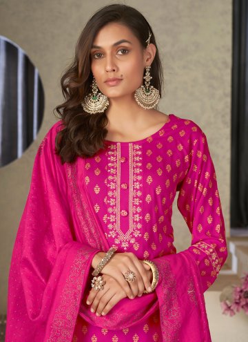 Rani color Rayon Pant Style Suit with Embroidered