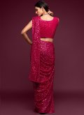 Rani color Sequins Work Faux Georgette Classic Designer Saree - 1