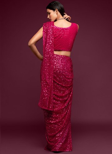 Rani color Sequins Work Faux Georgette Classic Designer Saree
