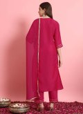 Rani color Silk Blend Salwar Suit with Embroidered - 3