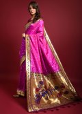 Rani color Silk Traditional Saree with Woven - 2