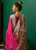Rani color Woven Silk Trendy Saree - 1