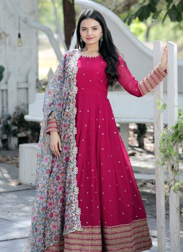 Rani Floor Length Gown in Georgette with Embroider