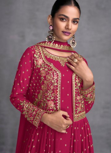 Rani Georgette Embroidered Palazzo Suit for Ceremonial