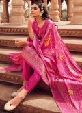 Rani Jacquard Embroidered Salwar Suit - 1